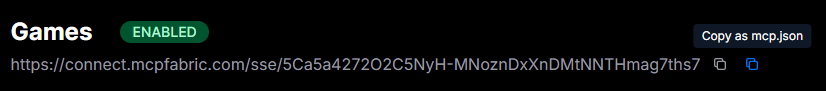 Copy MCP Fabric Server URL as mcp.json File