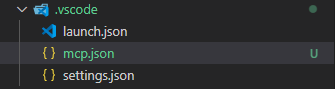 VSCode MCP Configuration File Directory View (.vscode/mcp.json)